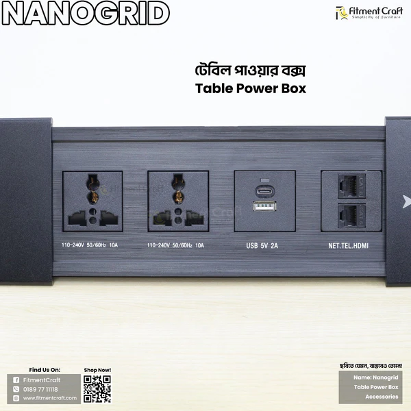 Nano Grid - Table Power Box with wareless Charging