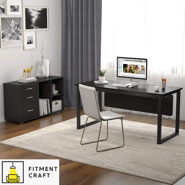 L Shaped Computer Desk,  Executive Office Desk with File Cabinet | TV5-002