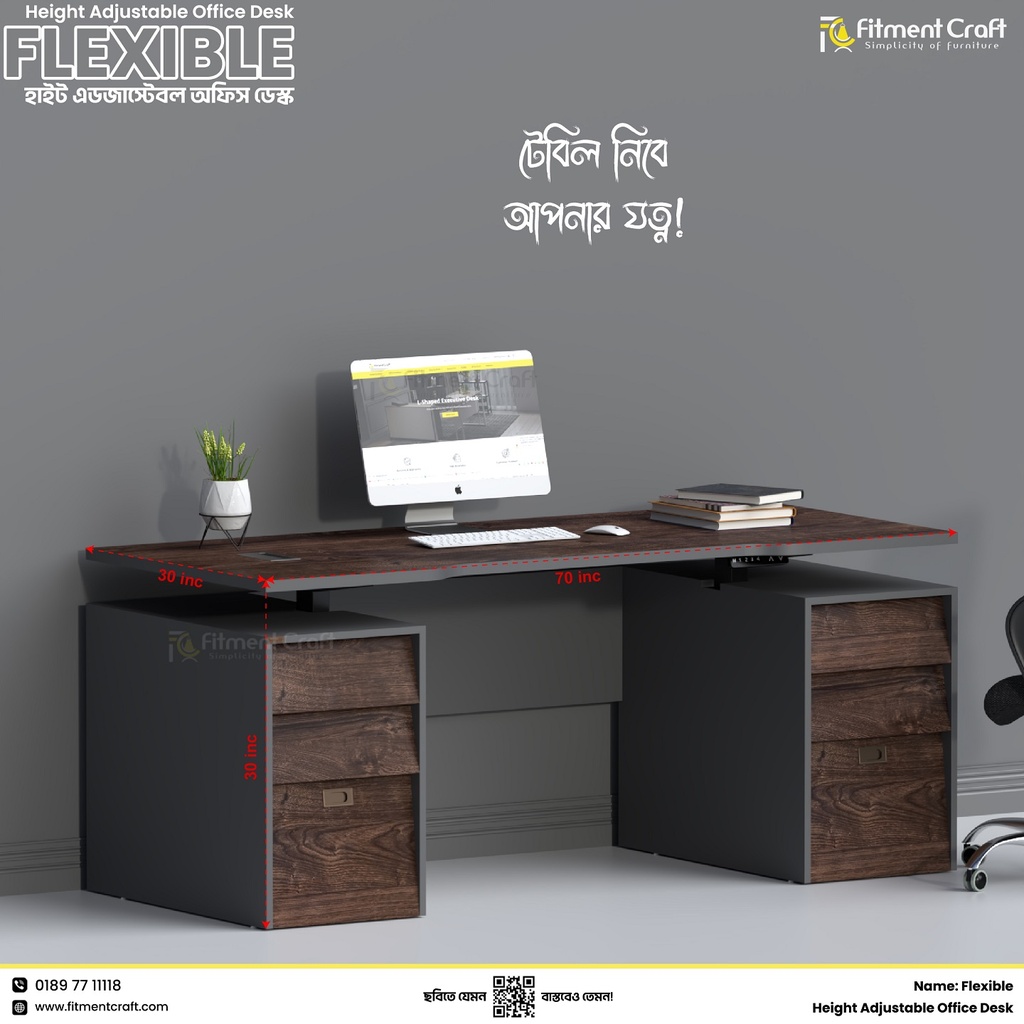 Flexible - Height Adjustable Executive Desk