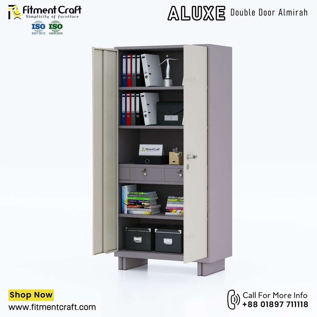 ALUXE-Double-Door-Almirah(with Drawer) । OAMED-001