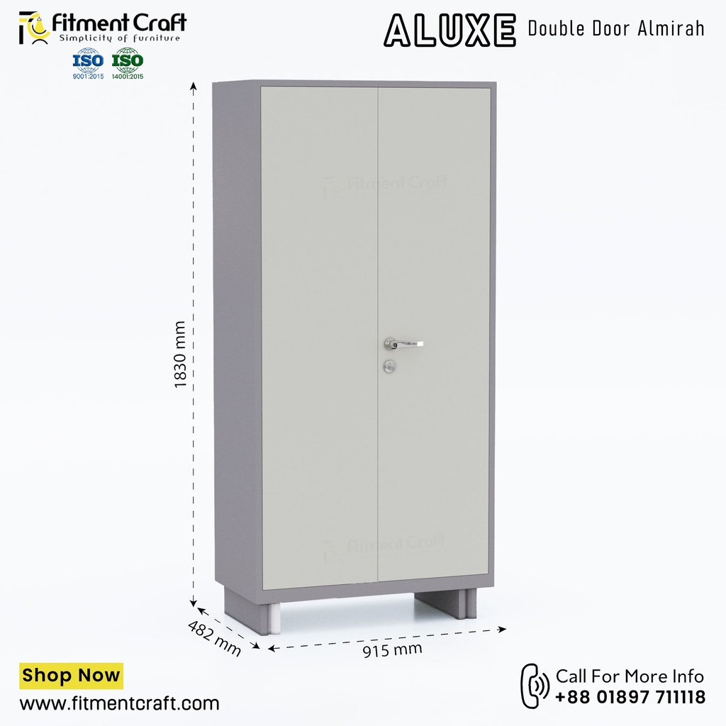 ALUXE-Double-Door-Almirah(with Drawer) । OAMED-001