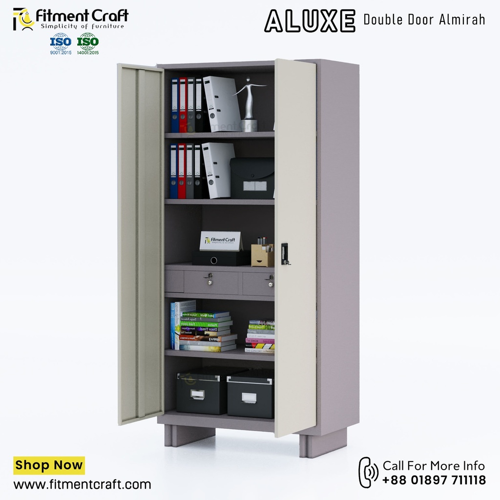ALUXE-Double-Door-Almirah(with Drawer) । OAMFD-002