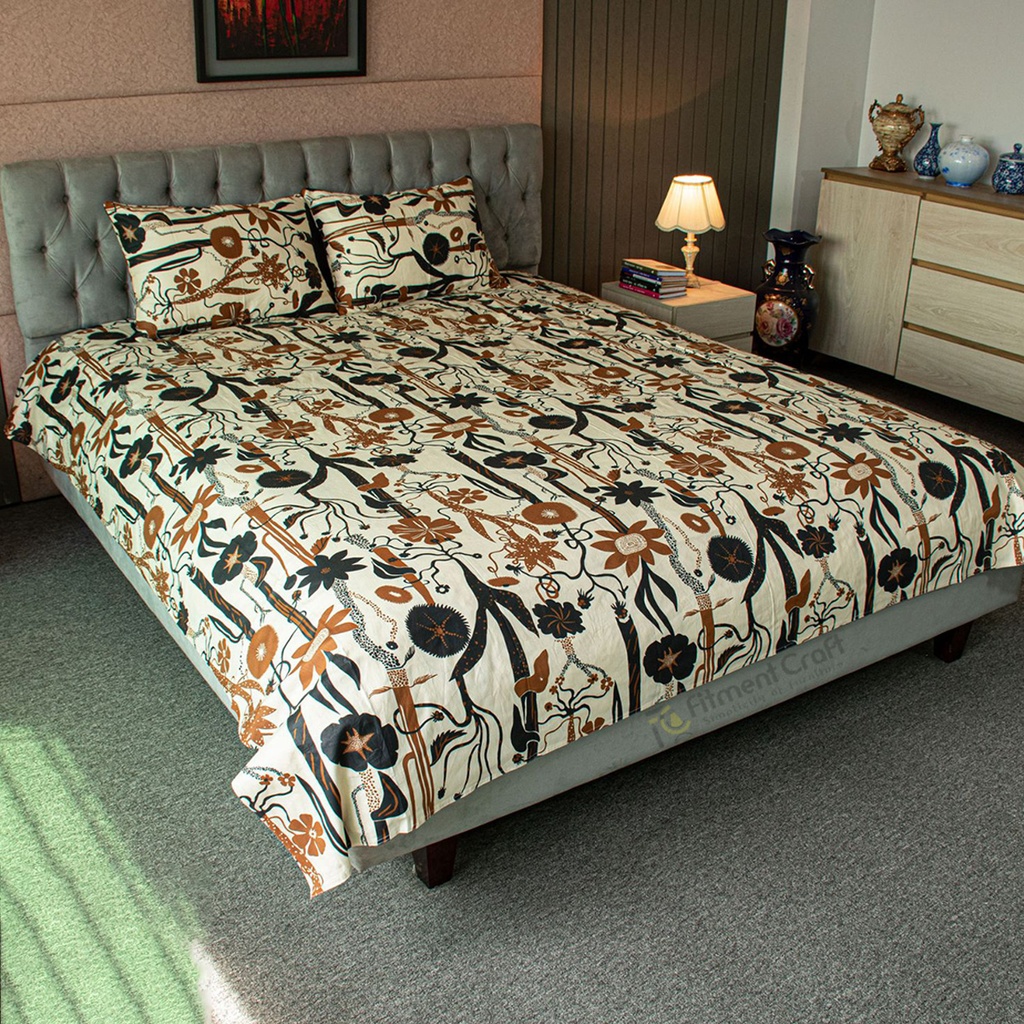 Leafscape Printed Bed Sheet – Blue । PBS - 0075