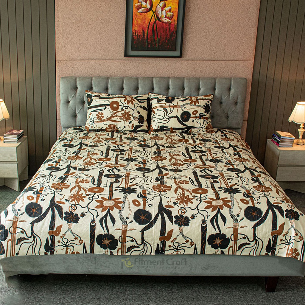 Wild Petal Printed Bed Sheet – Black । PBS - 0071